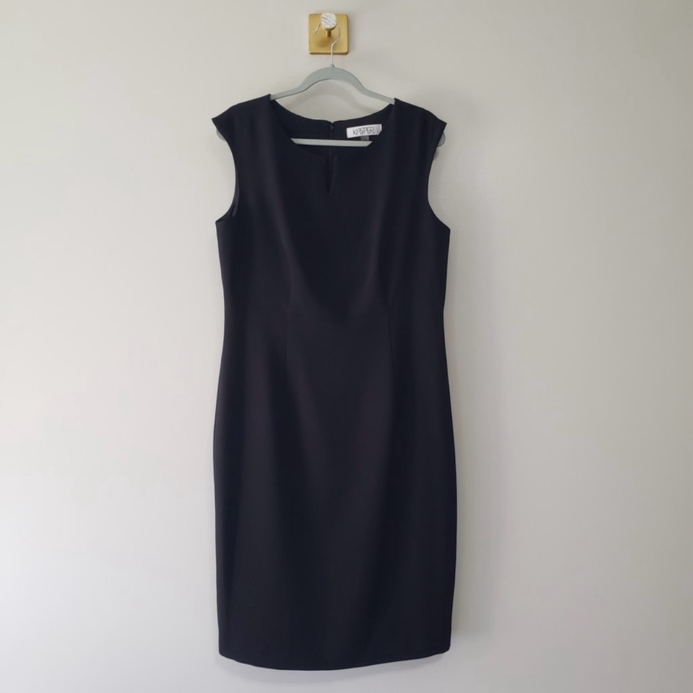 Kasper Dress Women 12 Black Lined Sheath Career Work Office Sunday Minimalist
